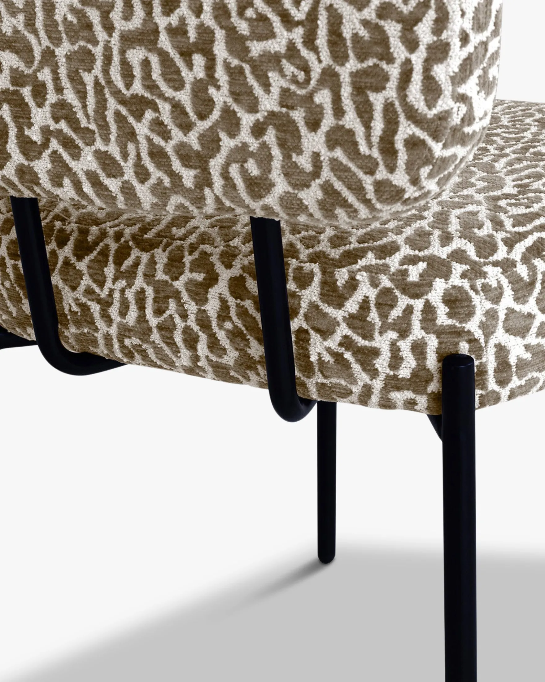 Chaise, Léopard marron & métal noir Mogan
