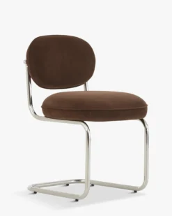 Chaise, Marron intense & métal chromé Amberta