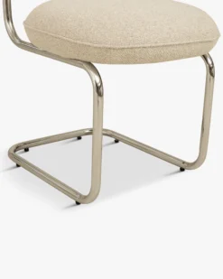 Chaise, Tweed beige nougat & métal chromé Amberta