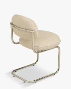 Chaise, Tweed beige nougat & métal chromé Amberta