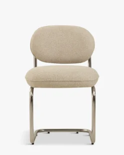 Chaise, Tweed beige nougat & métal chromé Amberta