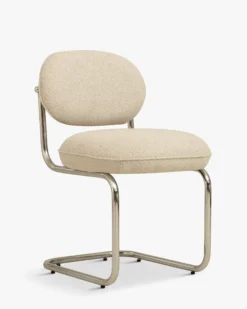 Chaise, Tweed beige nougat & métal chromé Amberta