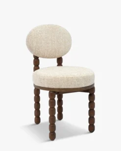 Chaise, Tweed Chenillé Beige & bois de chêne Bold