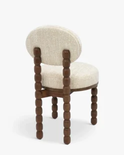 Chaise, Tweed Chenillé Beige & bois de chêne Bold