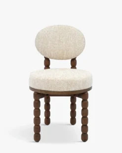Chaise, Tweed Chenillé Beige & bois de chêne Bold
