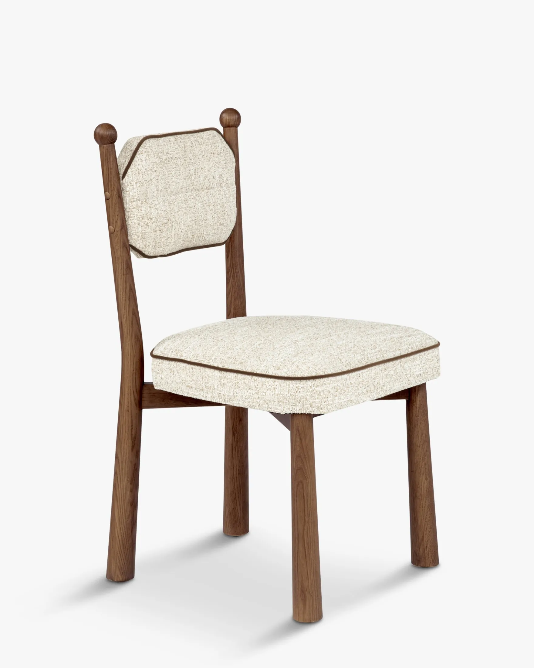 Chaise, Tweed écru meringue & Frêne massif Anna