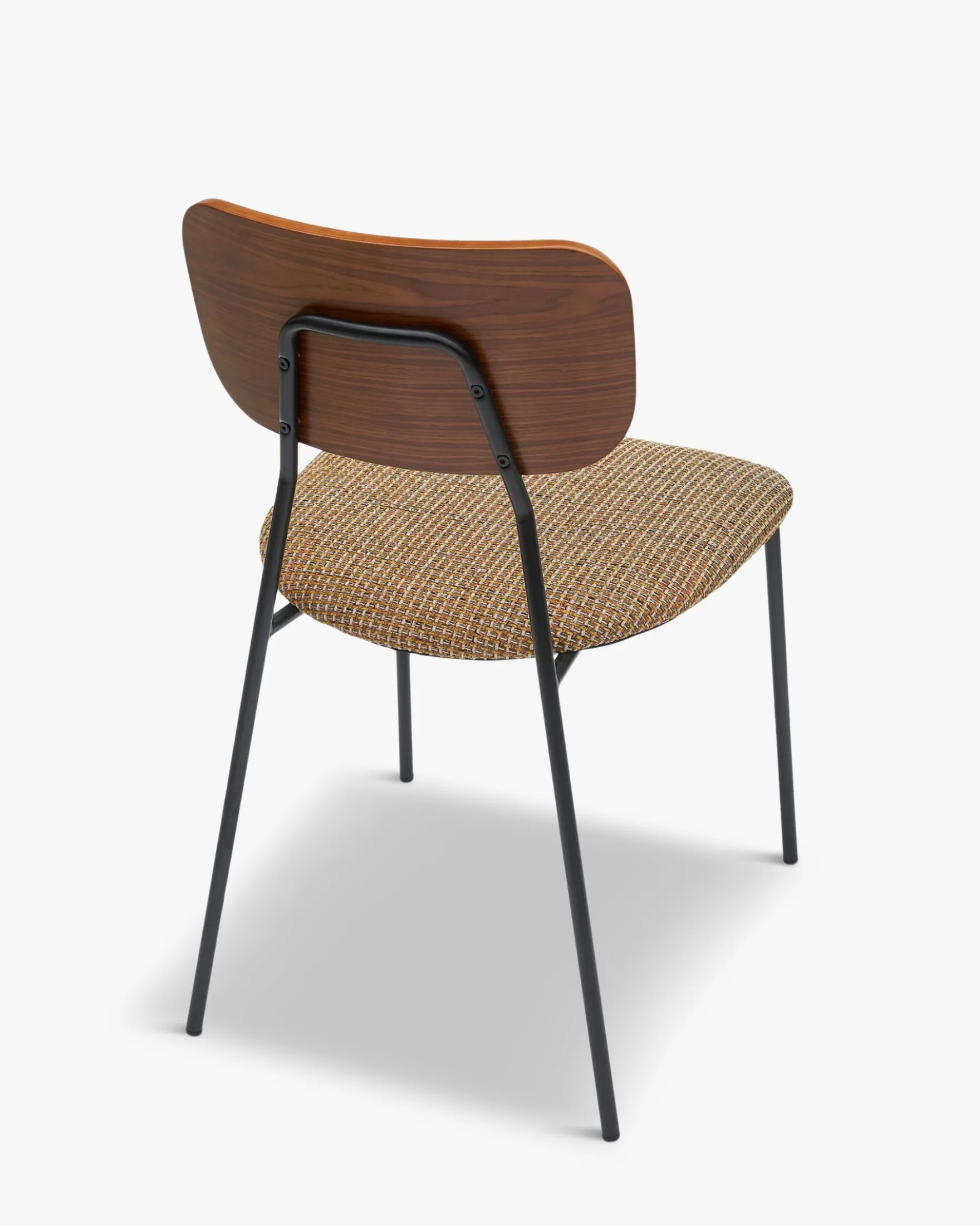 Chaise, Tweed jaune miami, bois noyer & métal noir Eero