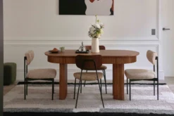 Chaise, Tweed jaune miami, bois noyer & métal noir Eero