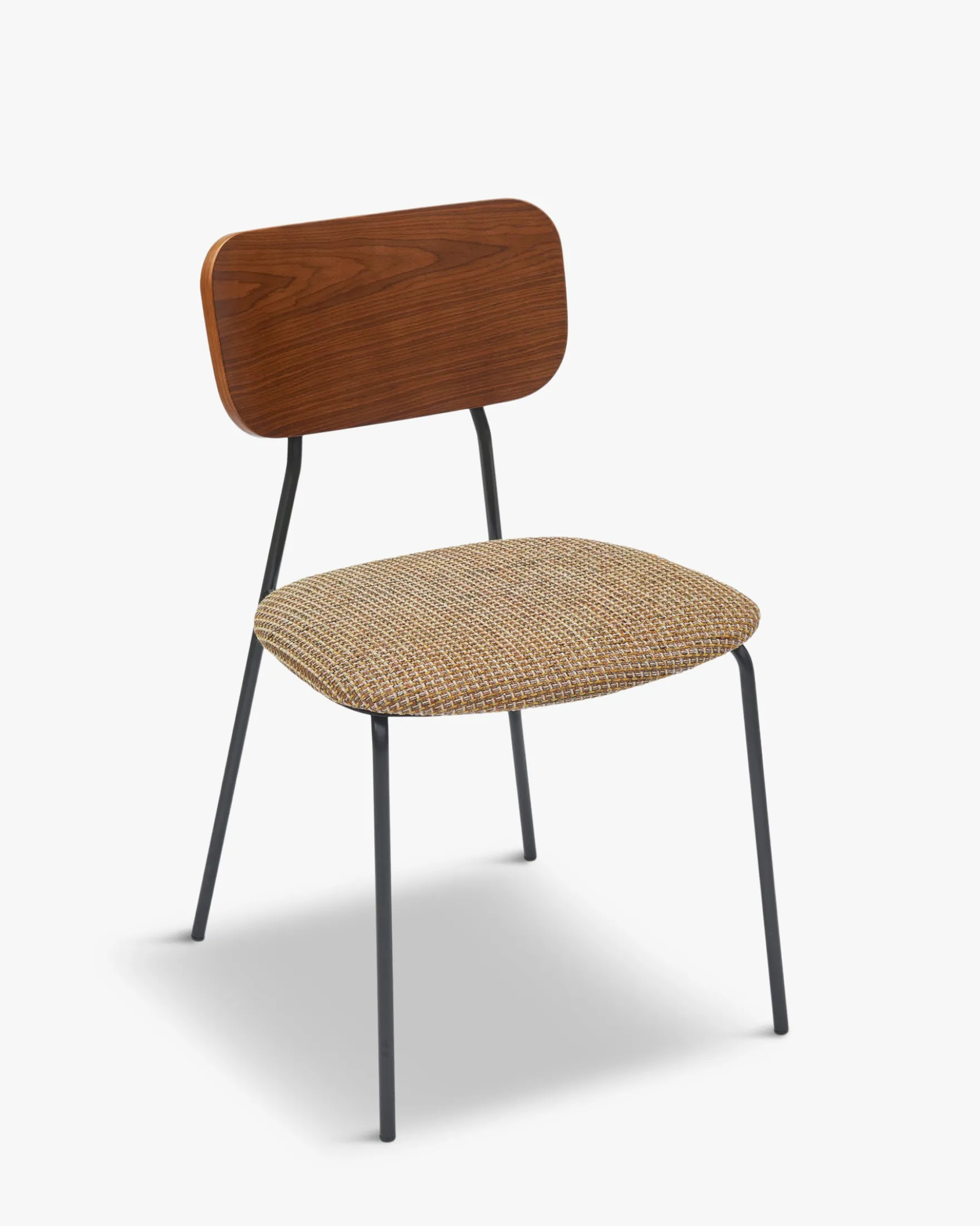 Chaise, Tweed jaune miami, bois noyer & métal noir Eero