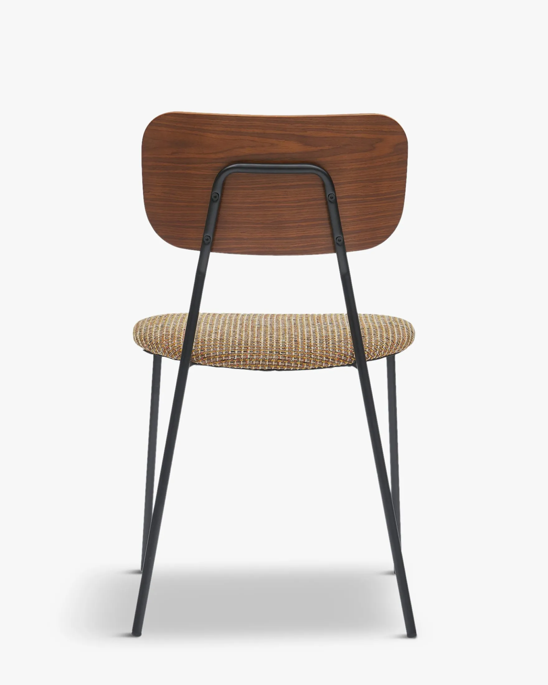 Chaise, Tweed jaune miami, bois noyer & métal noir Eero