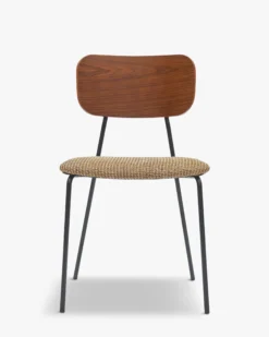Chaise, Tweed jaune miami, bois noyer & métal noir Eero