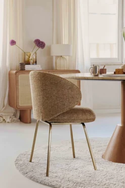 Chaise, Tweed jaune miami & laiton Savio