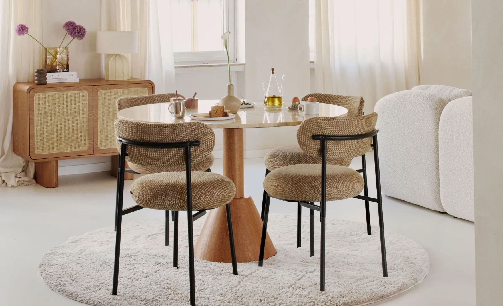 Chaise, Tweed jaune miami & metal noir Maia