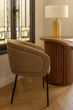 Chaise, Tweed jaune miami & metal noir Volta