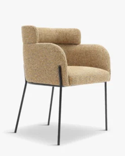 Chaise, Tweed jaune miami & métal noir Baron