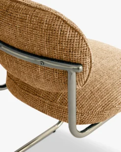 Chaise, Tweed marron caramel & métal chromé Amberta