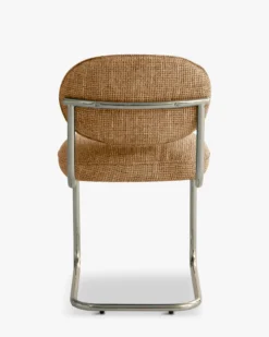 Chaise, Tweed marron caramel & métal chromé Amberta