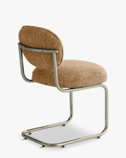 Chaise, Tweed marron caramel & métal chromé Amberta