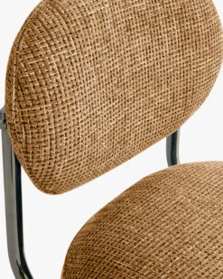 Chaise, Tweed marron caramel & métal chromé Amberta