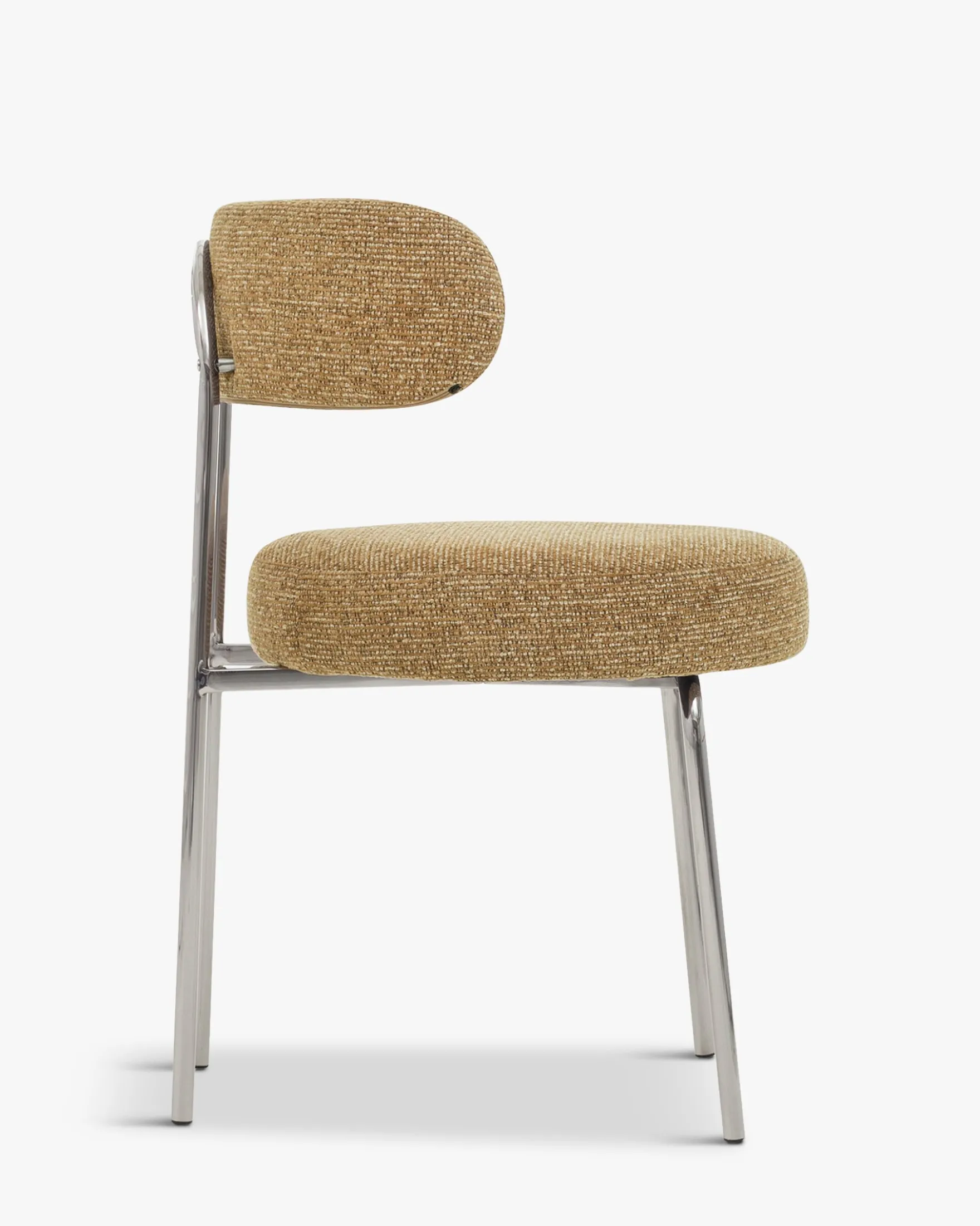 Chaise, Tweed marron chêne & métal chromé Vittoria