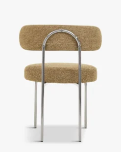 Chaise, Tweed marron chêne & métal chromé Vittoria