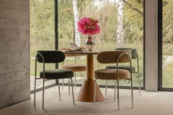 Chaise, Tweed marron chêne & métal chromé Vittoria