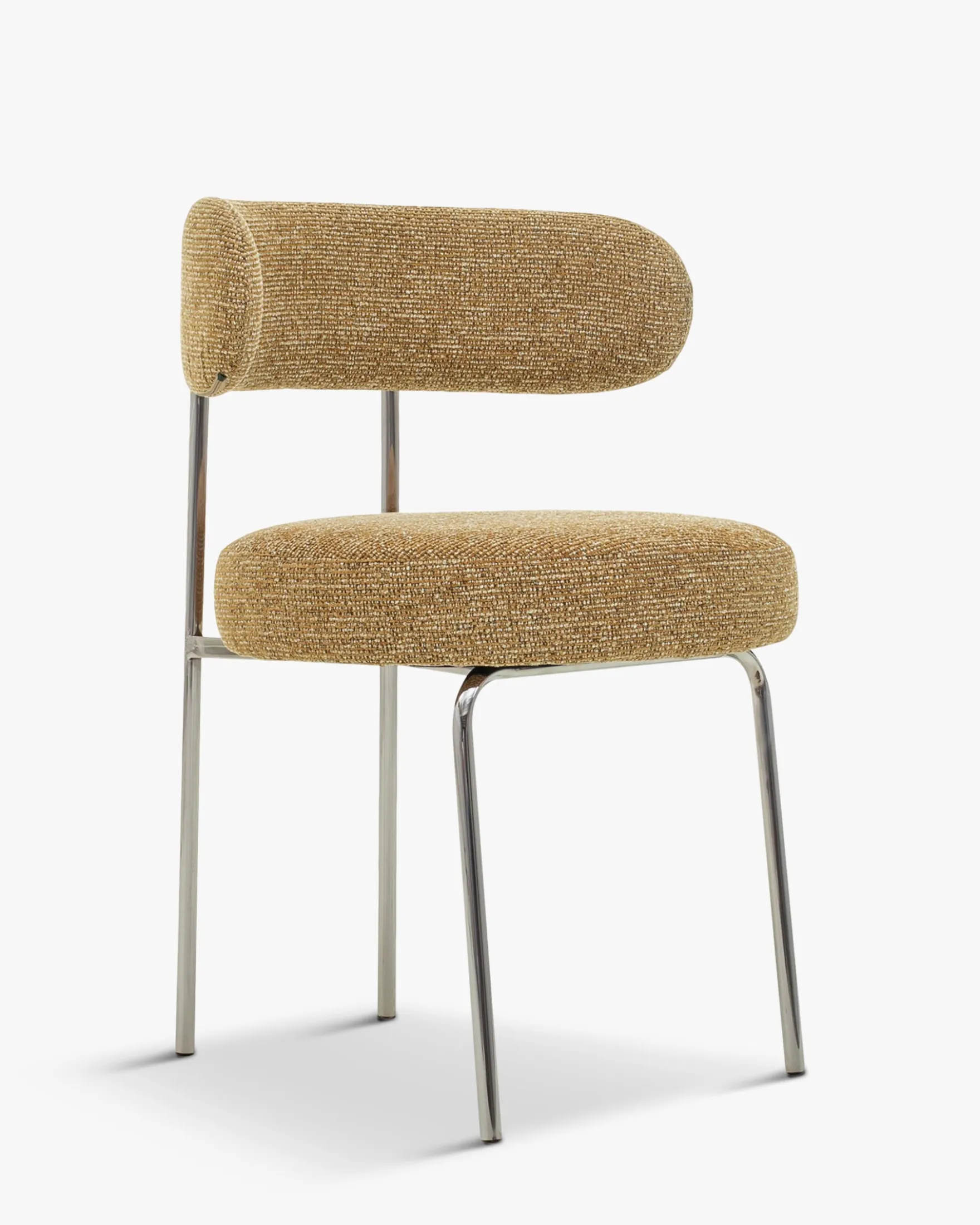 Chaise, Tweed marron chêne & métal chromé Vittoria