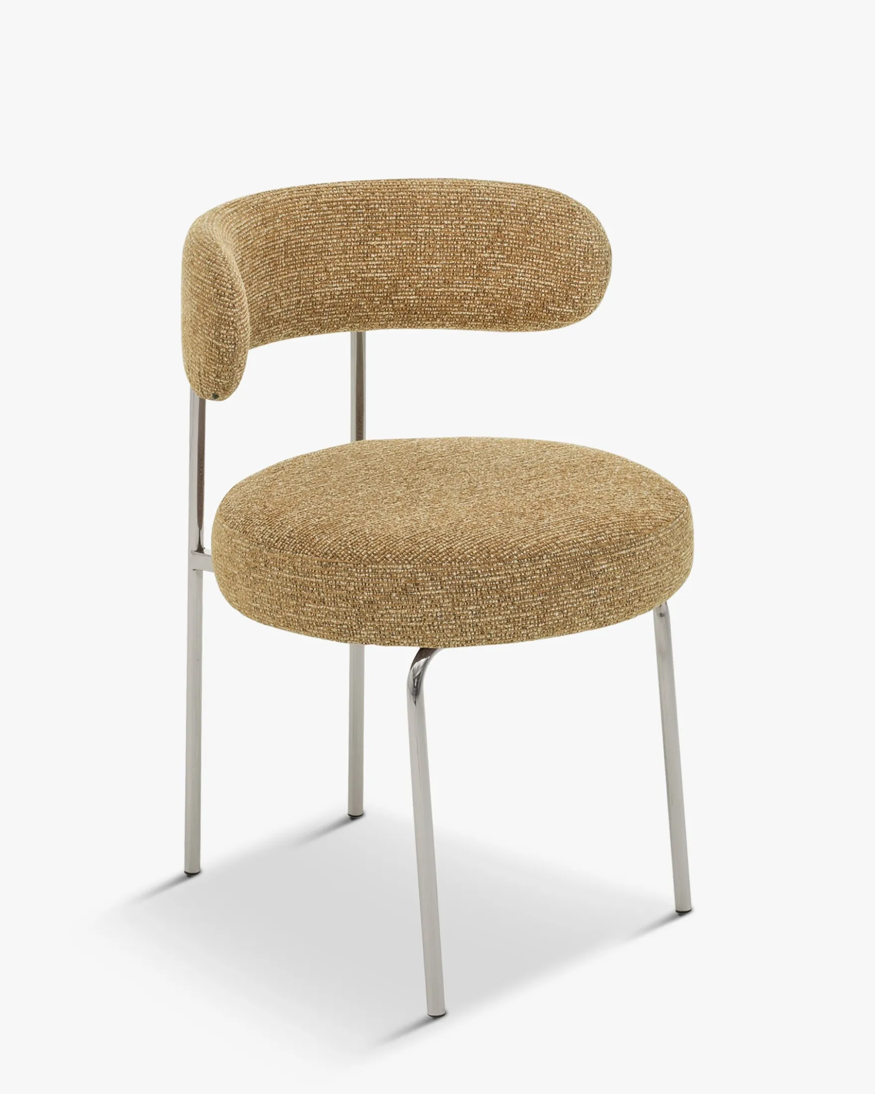 Chaise, Tweed marron chêne & métal chromé Vittoria