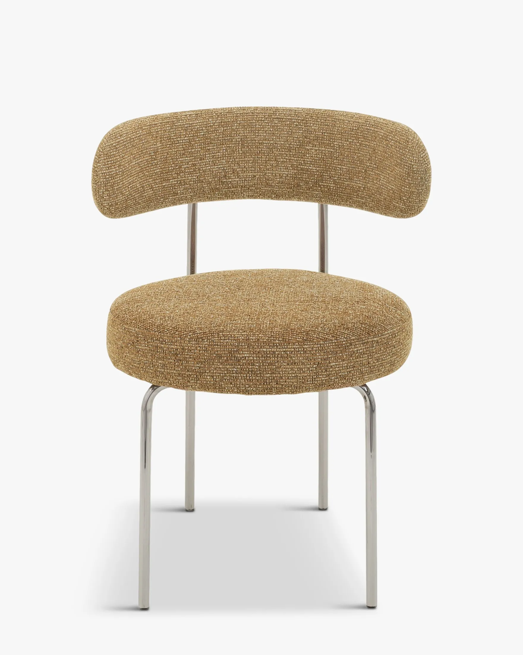 Chaise, Tweed marron chêne & métal chromé Vittoria