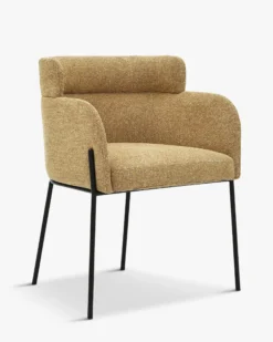 Chaise, Tweed marron écureuil & métal noir Baron