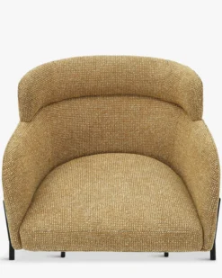 Chaise, Tweed marron écureuil & métal noir Baron