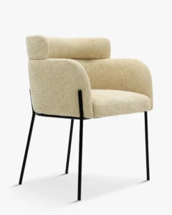 Chaise, Tweed sable & métal noir Baron