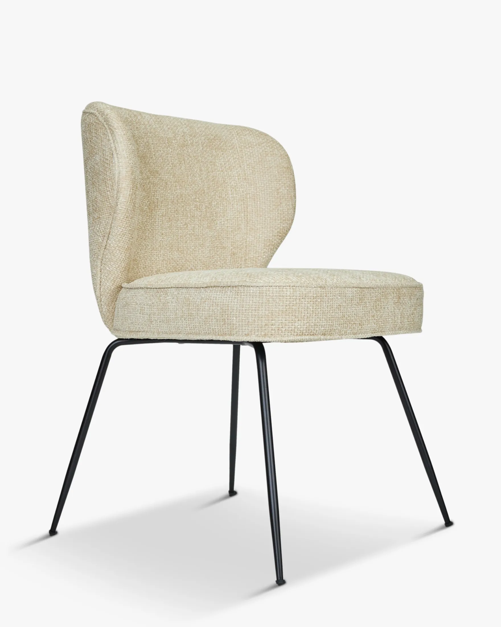 Chaise, Tweed sable & métal noir Wayne