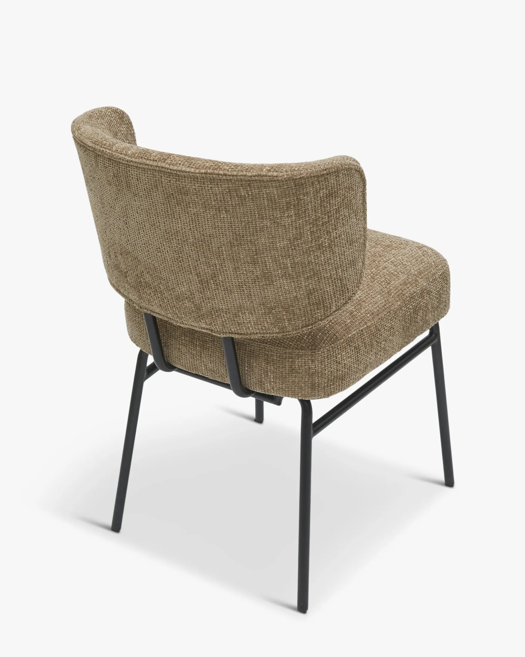Chaise, Tweed taupe & métal noir Abby