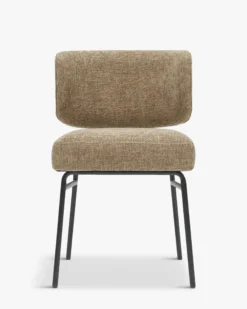 Chaise, Tweed taupe & métal noir Abby