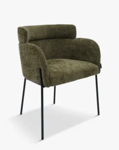 Chaise, Tweed vert lichen & métal noir Baron