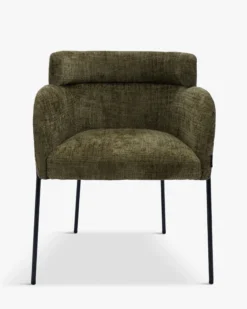Chaise, Tweed vert lichen & métal noir Baron