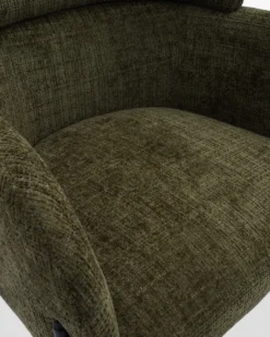 Chaise, Tweed vert lichen & métal noir Baron