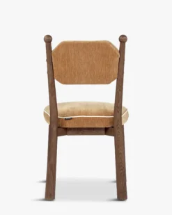 Chaise, Velours chenillé camel doré & Frêne massif Anna