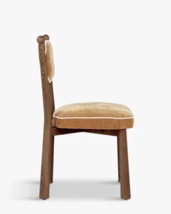 Chaise, Velours chenillé camel doré & Frêne massif Anna