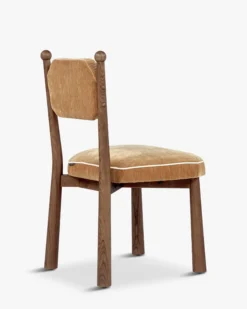 Chaise, Velours chenillé camel doré & Frêne massif Anna