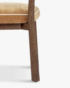 Chaise, Velours chenillé camel doré & Frêne massif Anna