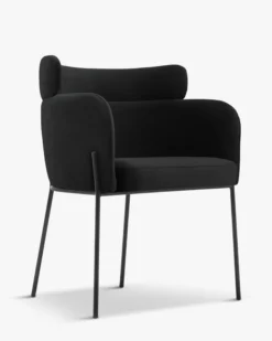 Chaise, Velours nuit noire & métal noir Baron