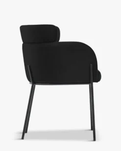 Chaise, Velours nuit noire & métal noir Baron