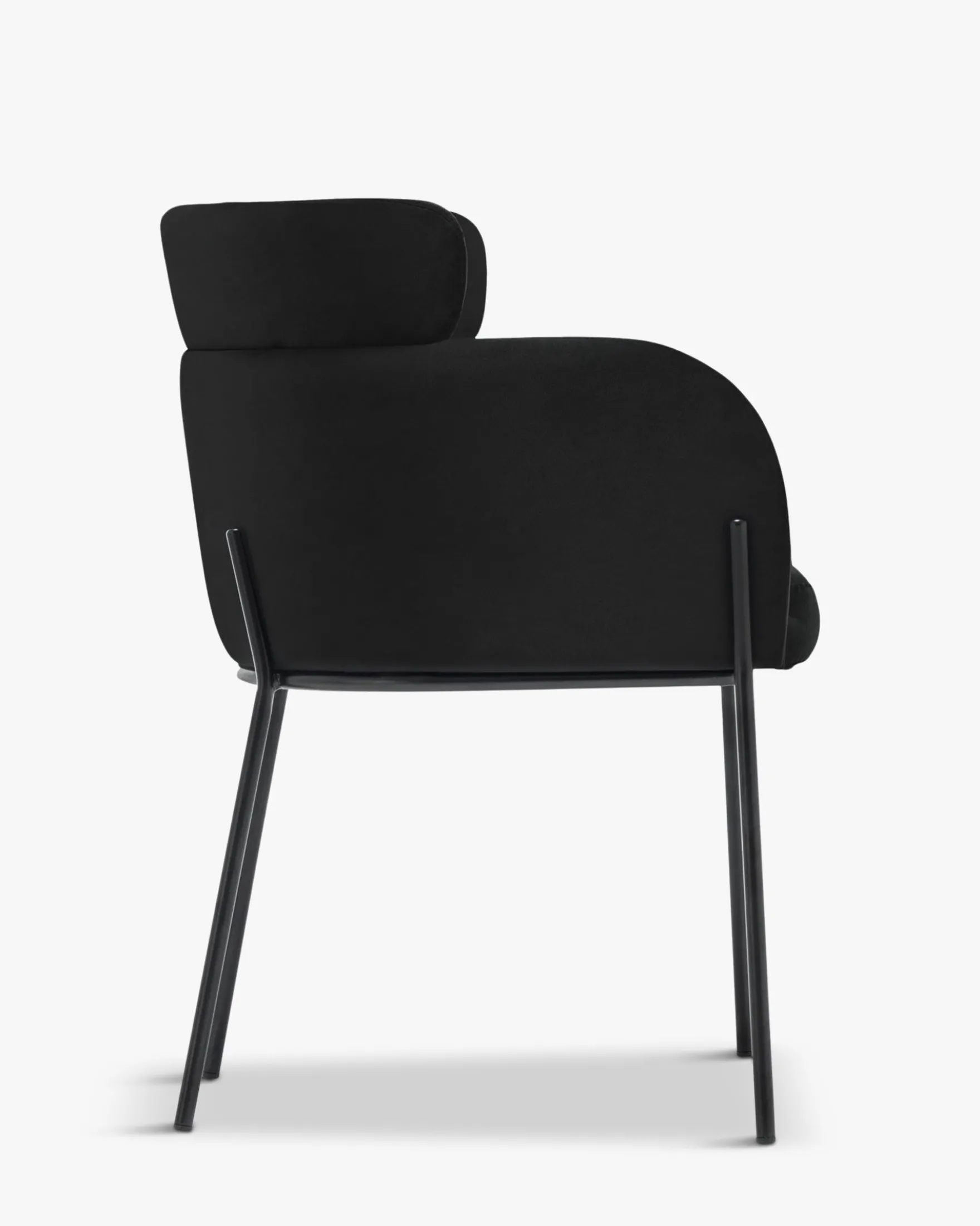 Chaise, Velours nuit noire & métal noir Baron