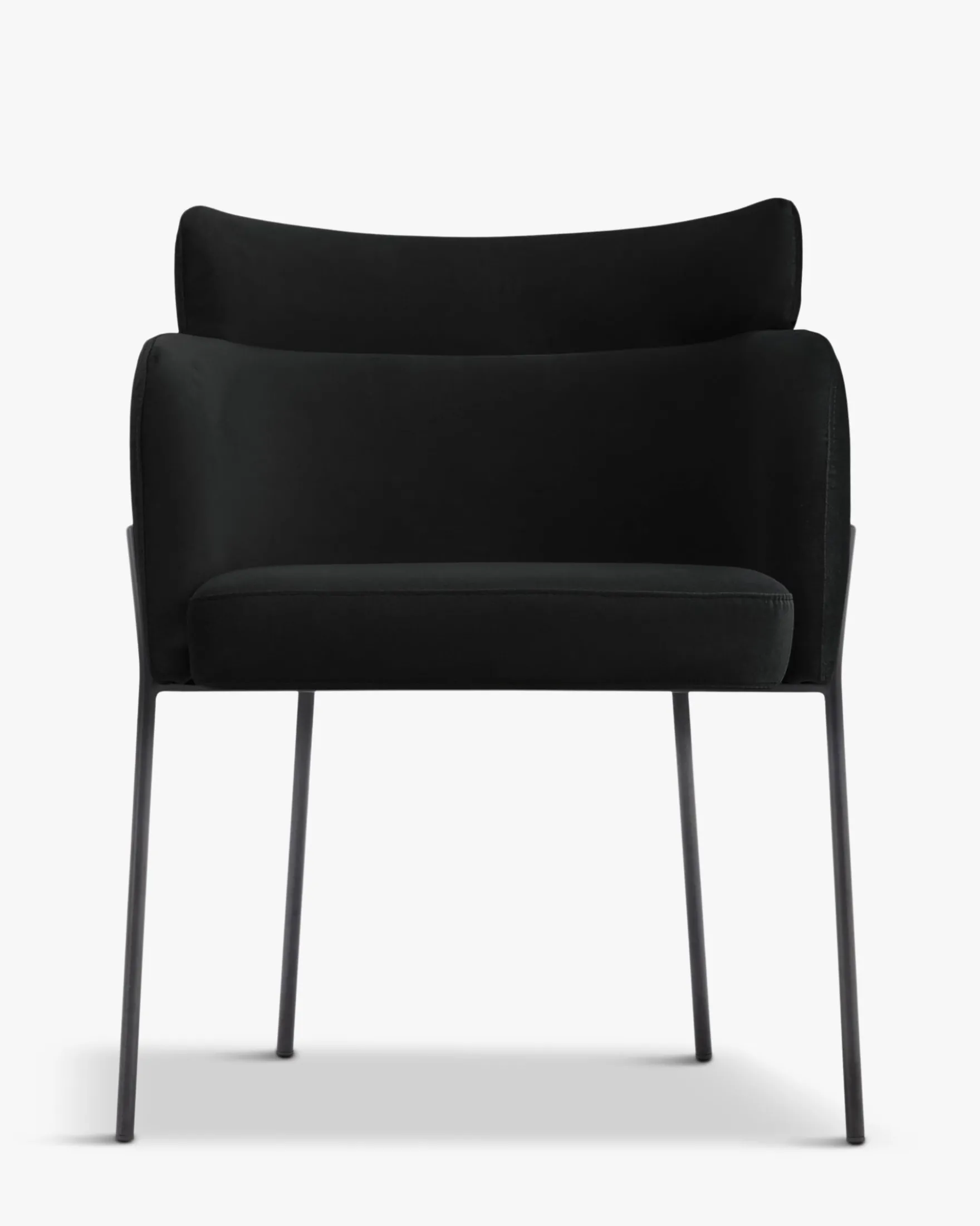 Chaise, Velours nuit noire & métal noir Baron