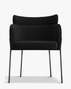 Chaise, Velours nuit noire & métal noir Baron