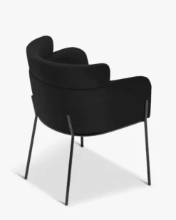 Chaise, Velours nuit noire & métal noir Baron