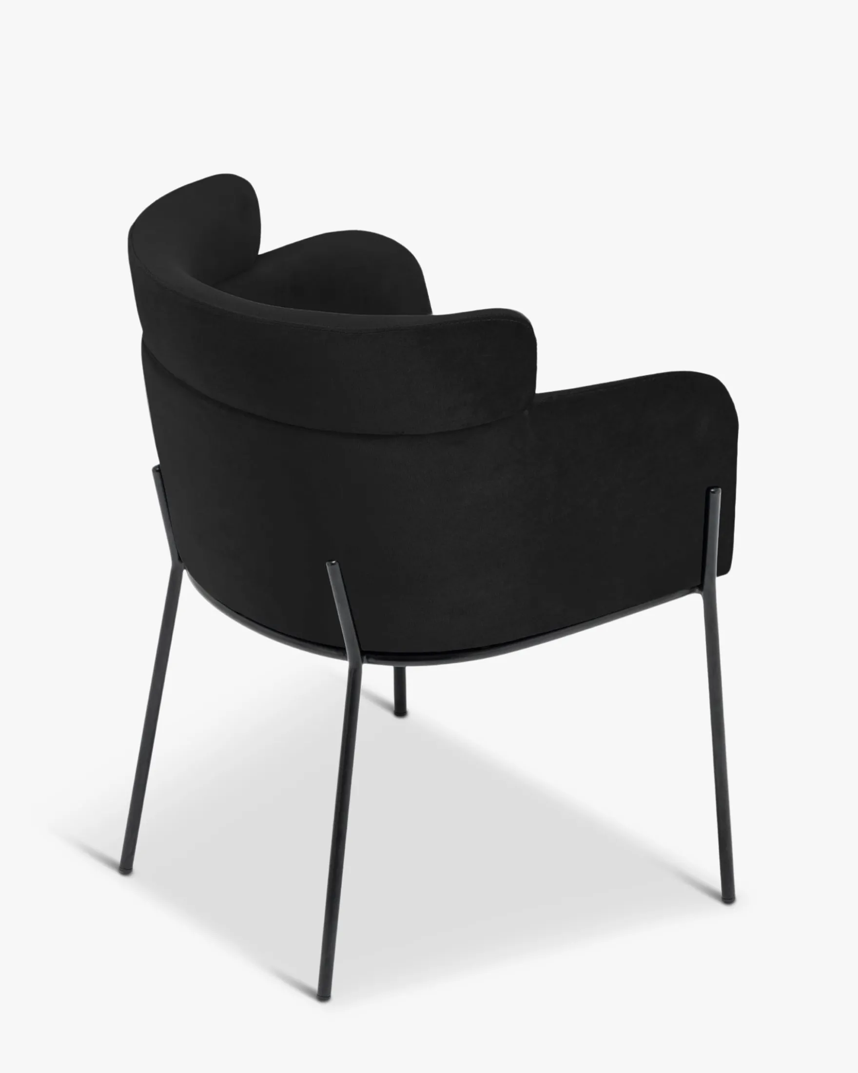 Chaise, Velours nuit noire & métal noir Baron