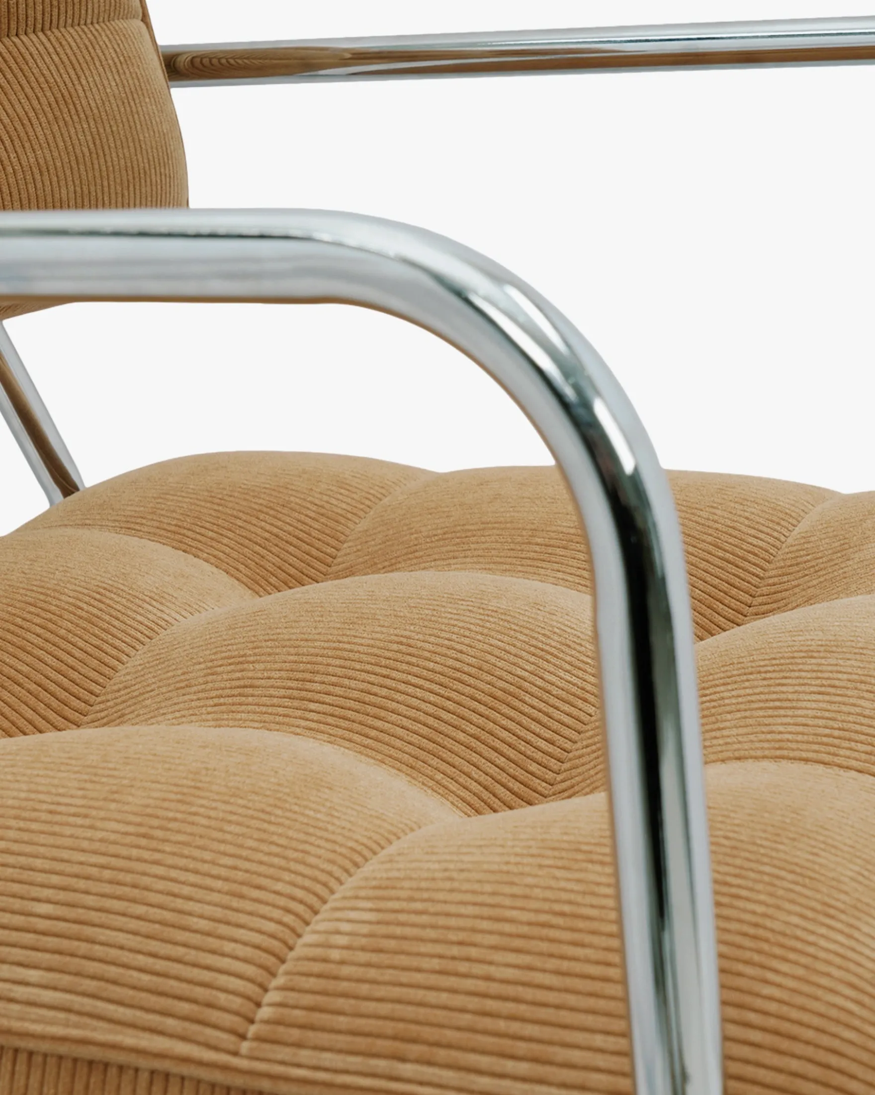 Chaise, Velours orange abricot & Métal chromé Orea